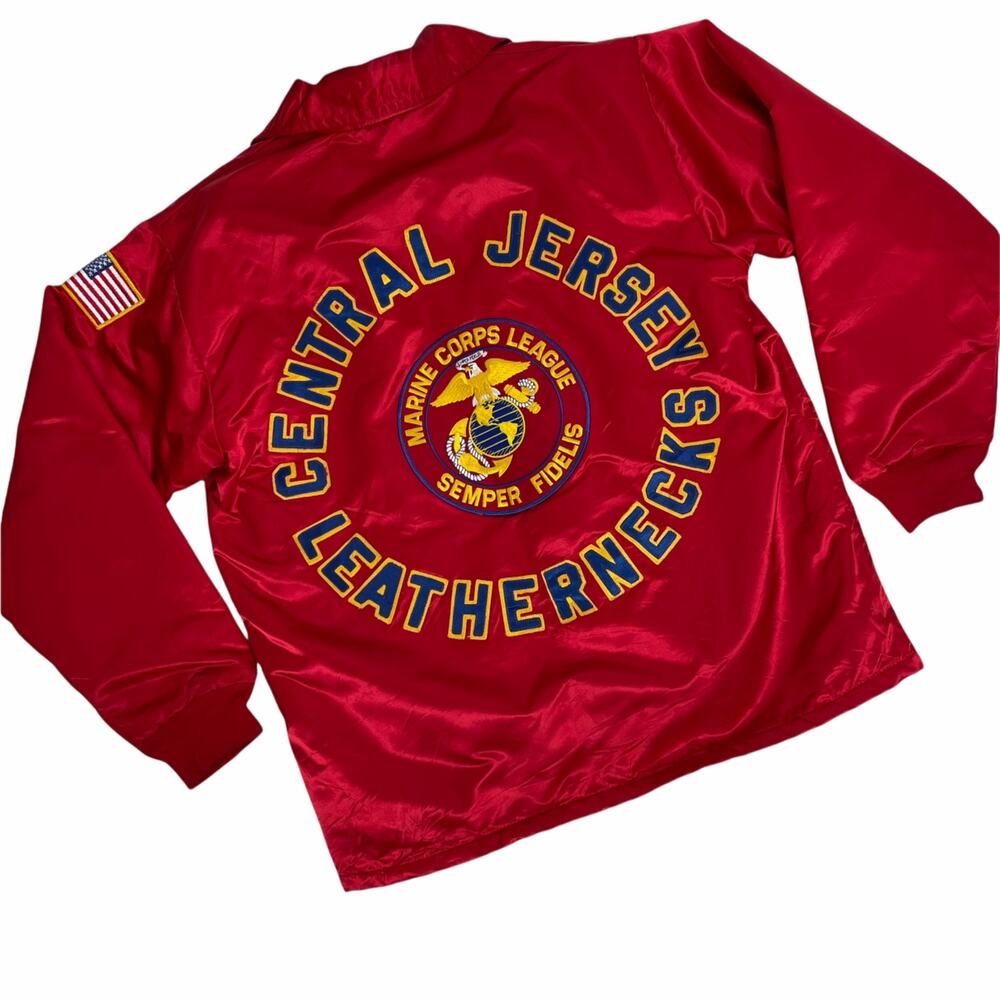 Central Jersey Marines Corp Jacket Red Satin Size Large Leathernecks Siemper Fi